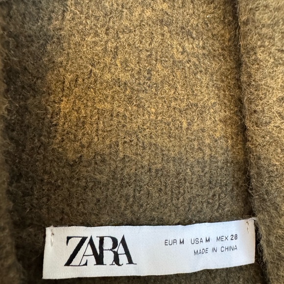 Zara Oversized Khaki Olive Green Long Sweater Coat size Medium NWOT - Picture 8 of 10
